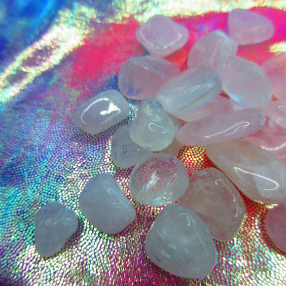 Rose Quartz Crystal Tumbled 3 Ounce Grid Set - Picture 3 of 5
